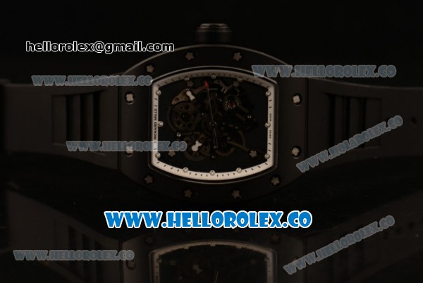 Richard Mille RM 055 Bubba Watson Miyota 9015 Automatic Ceramic Case with Black Dial and Black Rubber Strap - Click Image to Close